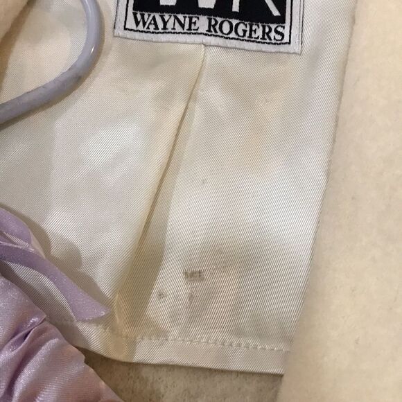 Vintage Wayne Rogers szS cream colored wool blazer jacket with shoulder pads EVC - Picture 8 of 13